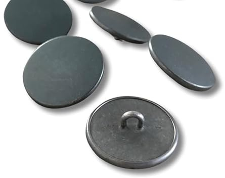 10 Stück flach silber grau/blau dunkel Metall Ösen Knöpfe Mantel Jacke made in Germany (13mm)