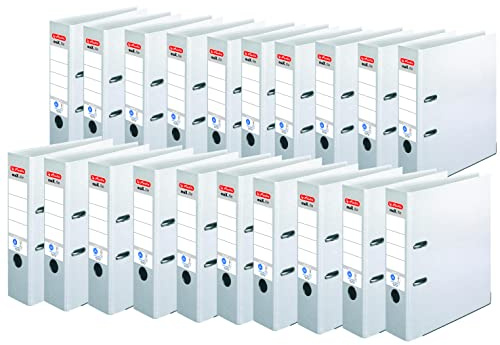 herlitz Ordner A4 maX.file nature plus, A4, 8 cm Rückenbreite, Weiß, aufgeklebtes Rückenschild, Kantenschutz, 20 Stück