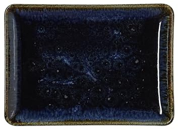 WAS Germany Juego de 6 platos llanos, 18 x 13 cm, porcelana azul oscuro
