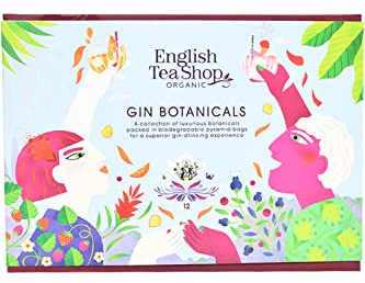 English Tea Shop Organic Gin Botanicals - 12 Pyramid Tea Bags Gift pack with 3 different Natural Botanical Blends