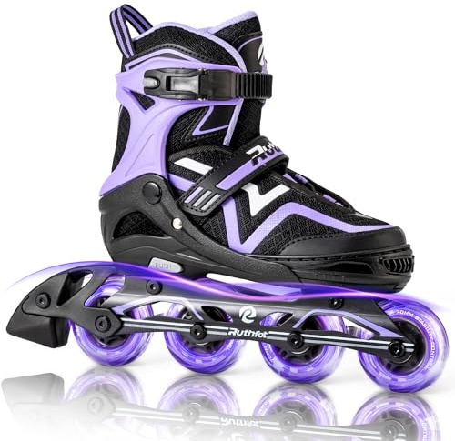 Ruthfot Adjustable Inline Skates for Boys and Girls, Light Up Skates for Ages 6-16 Kids Outdoor Illuminating Patines for Women and Men