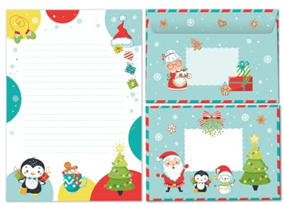 Briefpapier-Set Weihnachtsbriefpapier Pinguin Weihnachten als Briefblock mit Umschlag für Kinder Mädchen Jungen (Block A5 mit 25 Blätter + 15 Umschläge)
