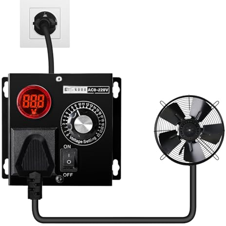 Jadeshay Variateur de Vitesse pour Moteur 220V AC Régulateur de Tension électronique SCR Régulateur de Vitesse du Moteur Température Contrôleur de Vitesse du Ventilateur Gradateur 4000W