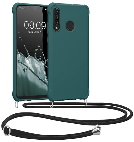kwmobile Necklace Case kompatibel mit Huawei P30 Lite Hülle - Cover mit Kordel zum Umhängen - Silikon Schutzhülle Petrol