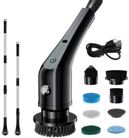 Layhou Electric Scrubber Multifunctional Household Electric Cleaning Brush Cordless Electric Cleaning Brush With 7 Brush Heads And 137cm Adjustable Handle For Bathrooms, Kitchens And Cars
