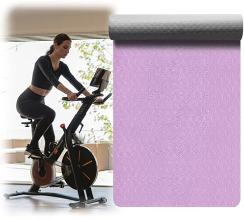 Mat For Fitness Equipment, Fitness Equipment And Exercise Mat, Wiederstandsfähige Laufband Stoßdämpfende Matte, Bodenmatte Unter Laufband, Ellipsentrainer, Fahrrad(Size:183x61x0.6cm,Color:Lila + Grau)
