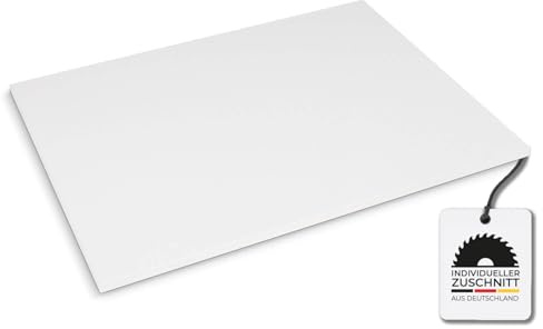 Hausfux Tischplatte nach Maß - 1,9 cm Starke Spanplatte, melaminbeschichtet, mit ABS-Kante - individueller Zuschnitt - Made in Germany (ICY White, 50 x 50 cm)