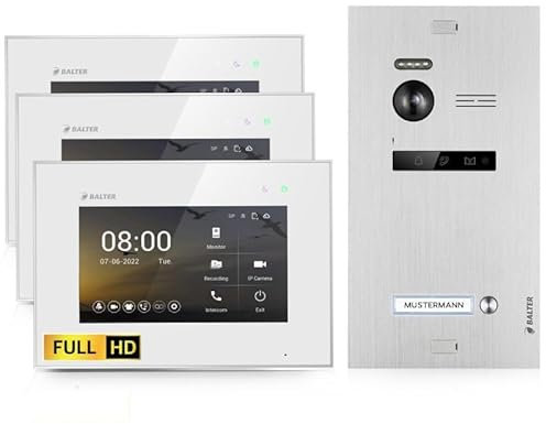 BALTER EVO HD Video Türsprechanlage Silver für 1 Familienhaus Kit, 3x Monitor 7