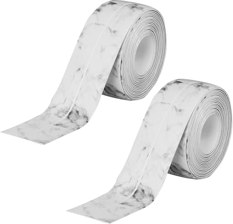 NYGGTYK 2 rotoli di nastro sigillante in marmo, 3,8 cm x 3,2 m, nastro adesivo resistente all'acqua e alla muffa, adatto per la protezione dei bordi di cucine, lavandini, bagni e docce