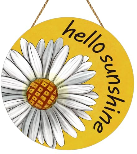 Summer Decorations for Home Daisy Summer Door Decor Hello Sunshine Door Sign Daisy Wreaths for Front Door Wooden Front Door Hanger Hanging Sign for Office Porch Wall Indoor Home Decor