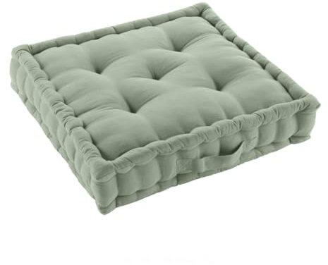 Acomoda Textil – Cojín de Suelo Acolchado con Asa de Transporte. Cojines para Palets, Banco, Silla y Suelo, Asiento Cómodo Decorativo para Interior y Exterior. (Verde, 50x50cm, 1 Unidad)