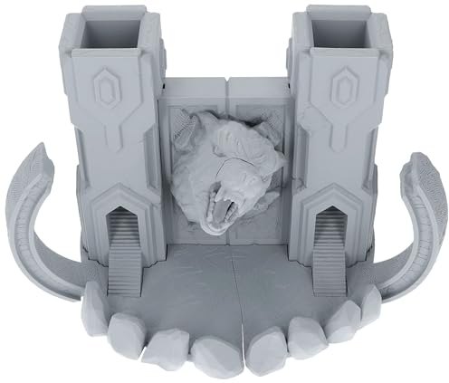 Würfelturm - Das Tor zu Walhalla - 2 Türme - 30cm breit 20cm hoch 17cm tief - aus PLA in Deutschland gedruckt - ideal für Dungeons and Dragons Warhammer und Rollenspiele, Farbe:Weiß