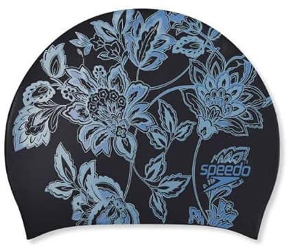 Speedo Long Hair Printed Cap Black/Sevres Blue - -