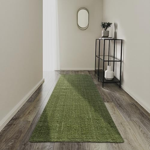 Villeroy & Boch Alfombra de Yute Rosalie - Natural, Tejida a Mano y Ecológica - Estilo Boho para Salón, Dormitorio, Comedor - Verde
