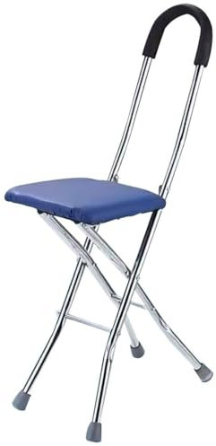 Gehstock-Sitz Spazierstock Mit Sitz Gehstock Mit Schwammgriff, Gehstockhocker Zum Anstehen Im Supermarkt, Hochbelastbarer Gehstock Für Männer, Tragfähigkeit 150 Kg/330 Lbs(Blue Color)
