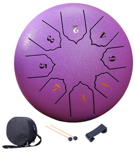 JUCHRZEY 6 Zoll 8 Noten Handpan Trommel mit Tasche Trommelstöcke Schlägelhalter Schlaginstrumente Klangheilinstrumente for Yoga Meditation Einzigartiges Geschenk