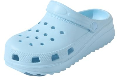 R-ISLAND Zuecos de Plataforma para Mujer, Ligeros y cómodos de EVA, con Suela elevada, Antideslizantes e Impermeables, Ideales para Playa, casa y Uso Interior o Exterior.(Azul 36)