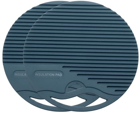 sourcing map 2 Pcs Silicone Trivet Mat, 6.7 Inch Round Trivets for Hot Pots and Pans Multi-Purpose Heat Resistant Trivet Holders for Pots & Hot Dish, Countertops, Coasters, Dark Blue