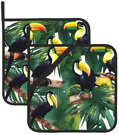 Pentola in tessuto pappagallo intrecciato foglie di palma stampa quadrata cucina quotidiana presine casalinghe tovagliette calde set da donna uomo