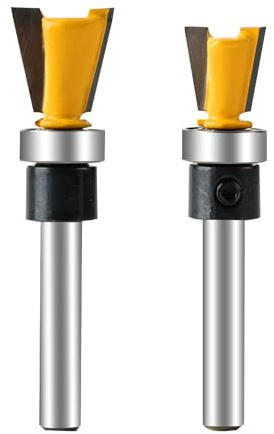 Yueqing Zhongji Schwalbenschwanz-Fräser-Bits, 2 Stück, mit Kugellager, 1/4-Zoll-Schaft, Schneiddurchmesser in 1,27 cm, 5/8 Zoll, Schwalbenschwanz-Gelenk-Fräser-Bit-Set für die Herstellung von Boxen