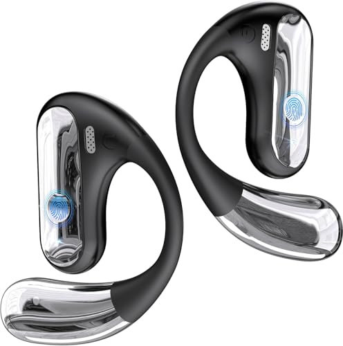 EUQQ Cuffie sportive Bluetooth-Cuffie wireless con tecnologia Bluetooth 5.4,cuffie a conduzione ossea migliorate dal design aperto,50 ore di riproduzione,perfette per sport,corsa e attività all'aperto