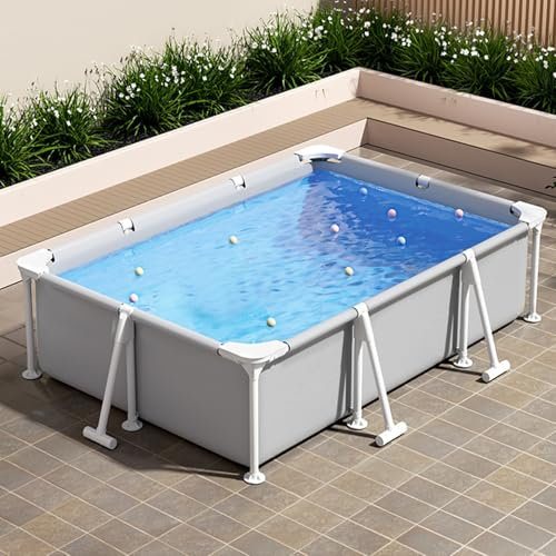 Set di piscina con struttura rettangolare, grande piscina rettangolare fuori terra, galleggiante per adulti, per prendere il sole, cortile, feste in piscina (150 x 105 x 45 cm)