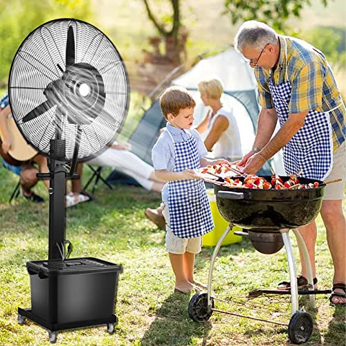 Ventilatore industriale per umidificazione e raffreddamento, ventilatore a piantana oscillante a 60° con serbatoio da 11 galloni, 3 velocità, per patio, ristorante esterno, garage, palestra, officina