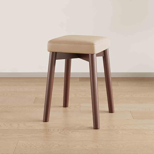 Tabourets empilables portables en bois de 45,7 cm, chaises rembourrées carrées avec pieds antidérapants, tabourets de comptoir empilables modernes pour la maison, le bureau, l'école, la cuisine (noyer