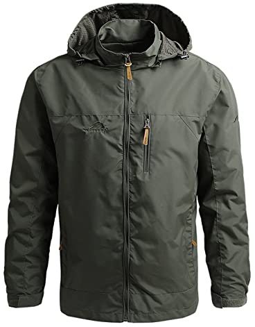 Chubasquero Running Vientos Otoño Chaqueta Softshell Hombre de Caza Chaqueta de Lluvia Cazadora Militar Lluvia con Capucha Invierno de Trabajo Verde Corta Vientos D Hombre Verde Militar L