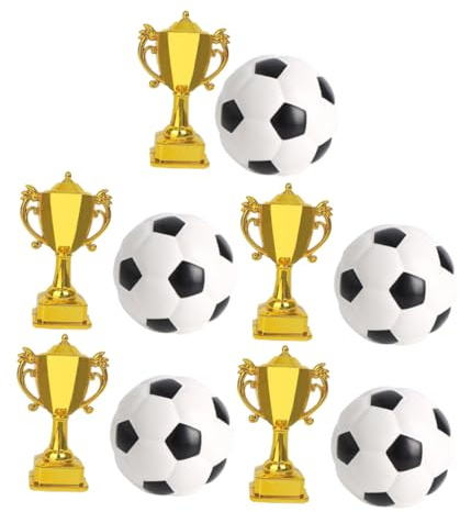 CIYODO 5sets Mini Football Trophy Decorations Soccer Trophy Cups for Boys and Girls Birthday Party Table Decor