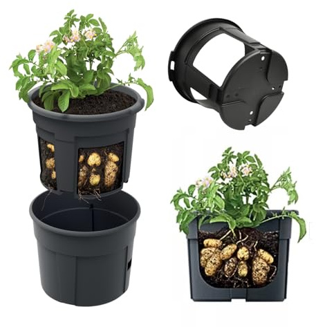 B2C 12L Potato Grower Pot No-Dig Harvest Planter for Potatoes, Sweet Potatoes & Root Vegetables Weather-Resistant Container for Balcony, Patio & Small Space Gardening 30cm (2)