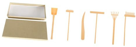 FUNNETOYU Râteaux Jardin Zen Jaune avec Boîte Fournitures Jardin Zen pour Bac à Sable Outils Petit Râteau pour Dessin Et Décoration Sable Relaxation Et Création Décorative