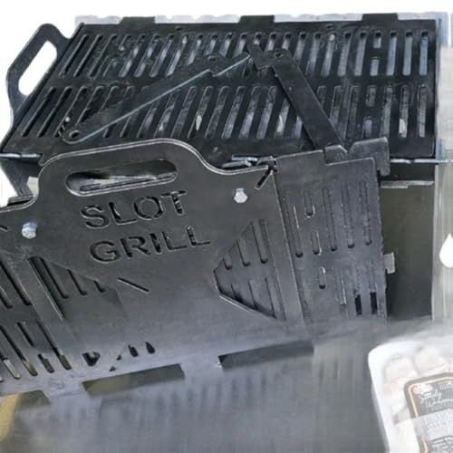 Hasaller Griglie pieghevoli per barbecue pieghevoli, portatile, a carbone, in acciaio inox, per cucinare all'aperto, campeggio, picnic, 40 x 22 x 10 cm