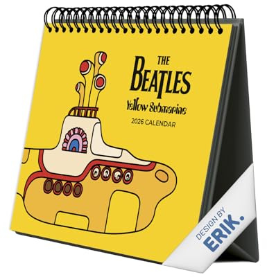 Grupo Erik Calendario sobremesa 2026 The Beatles - Almanaque de mesa 2026 Con espacio para Anotar, Vista Mensual global, Ilustraciones y Base resistente (19,5 x 16,5cm)