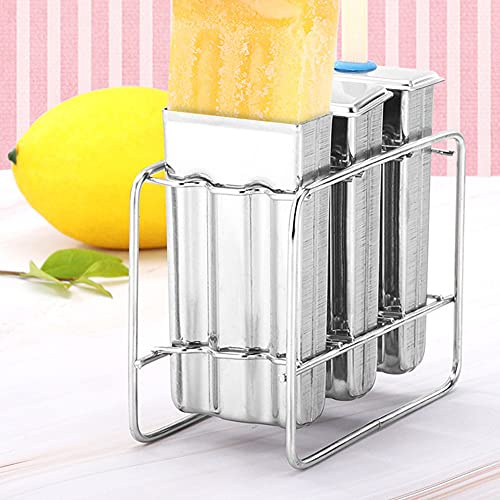 Haofy Juego para Hacer Paletas de Helado DIY, Molde para Paletas de Acero Inoxidable 304 con 3 Diseños, Estante de Almacenamiento, 10 Bolsas, 55 Palitos, Cepillo de Limpieza para Cocina Familiar