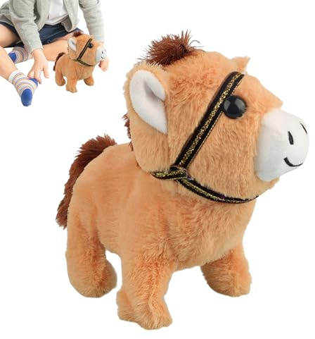Lunaobrik Peluche en Forme De Cheval - Électrique Douce Réconfortante | Jouet en Peluche Choisi | pour Chambre D' Studio Canapé Collectionneurs Voyage Anniversaire Bébé Jeu