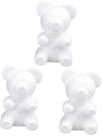 Healeved Oso de Espuma para Manualidades 20 Cm Blanco 3 Piezas Molde DIY para Arreglos con Flores San Valentín Decoración Artesanal Ligera y Fácil de Moldear