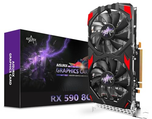 Kelinx Tarjeta gráfica RX 590 de 8 GB, GPU para juegos 2048SP GDDR5 de 256 bits, tarjeta de video de 8 GB con ventiladores duales, listo para 4K HD, salida HDMI/DP, PCIe 3.0 para PC de escritorio y
