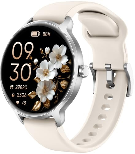 Smartwatch Damen Herren Rund, 1.27 AMOLED Smart Watch mit Telefonfunktion, Fitnessuhr Damen mit Pulsuhr Schlafmonitor Schrittzähler, 120+ Sportmodi, IP68 Wasserdicht Sportuhr für Samsung iOS Android