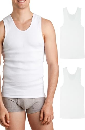 Bonds herr bomull Chesty Singlet bomull undertröja med bröstmönster (2-pack), Vit (2-pack), XL