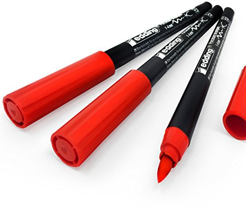 Edding 4200 Porzellan-Pinselstift, 1-4 mm, 3 Stück, Rot #2
