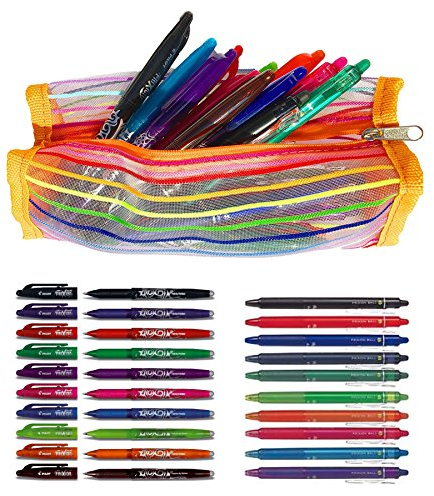 Pilot Frixion Tintenroller Alle 20 / 10x Ball Kappenmodel 0.7 und 10x Clicker 0.7 (radierbar) farbig sortiert 20er im Design Etui Set All Ball 0.7