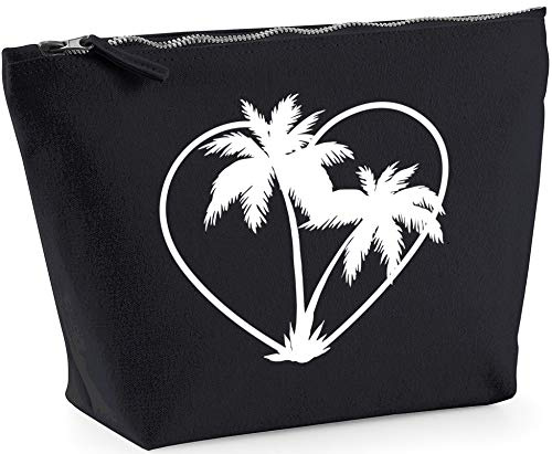 Hippowarehouse Palm tree heart printed make up cosmetic wash bag 18x19x9cm