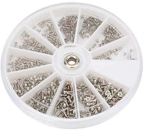 Brillenreparatur Set 600-teilig Edelstahl Schrauben-Set mit Flachkopfschrauben M1.0 M1.2 M1.4 M1.6 inklusive Schraubendreher für Brillen Reparaturwerkzeug