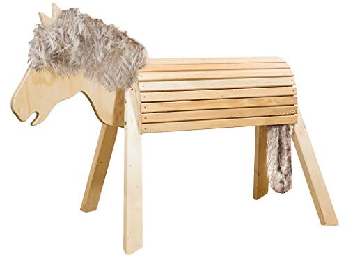 Holzpferd - Smilla kreative Reitstunden - hilft bei der Motorik - Handgefertigt in Deutschland - ohne Lasur - melierte Mähne - 80cm Sitzhöhe