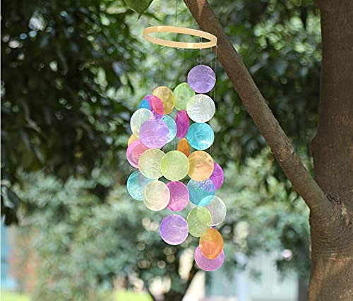FLCSIed Capiz-Muschel-Windspiel, Outdoor, einzigartige Memorial Handgemachte Glockenspiele, Hängende Windspiele, Einzigartige Erinnerung Geschenke für Mutter, Beste Freunde, Terrasse, Hof
