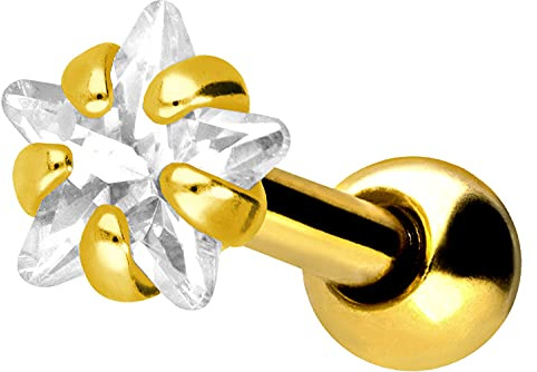 PIERCINGLINE Chirurgenstahl Ohrpiercing | KRISTALLSTERN | Piercing Schmuck Ohr Stecker Helix | Farbauswahl