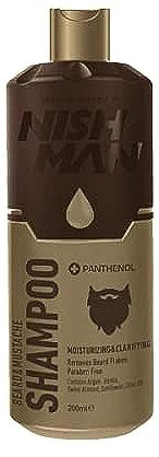 NISHMAN Shampoo per Cura di Barba e Baffi 200ml - Idrata e Ammorbidisce per una Barba Sana, Baffi Brillanti e Manutenzione Ottimale con Ingredienti Naturalmente Formulati