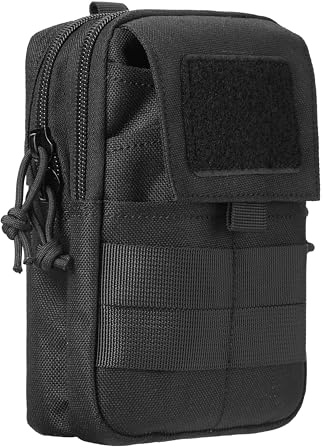 LefRight Multipurpose Tactical Molle Mobile Phone Belt Pouch, Large, Black | EDC Gadget, Slim Utility Waist Bag, Cellphone Holster