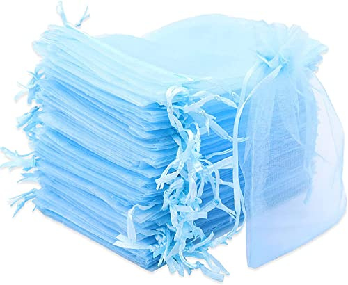 Carehabi - Organzasäckchen, Organzabeutel, Geschenkbeutel Organza, Schmuckbeutel, Hochzeit-Säckchen, Lavendelsäckchen-Säckchen (10 x 15cm, Hellblau)